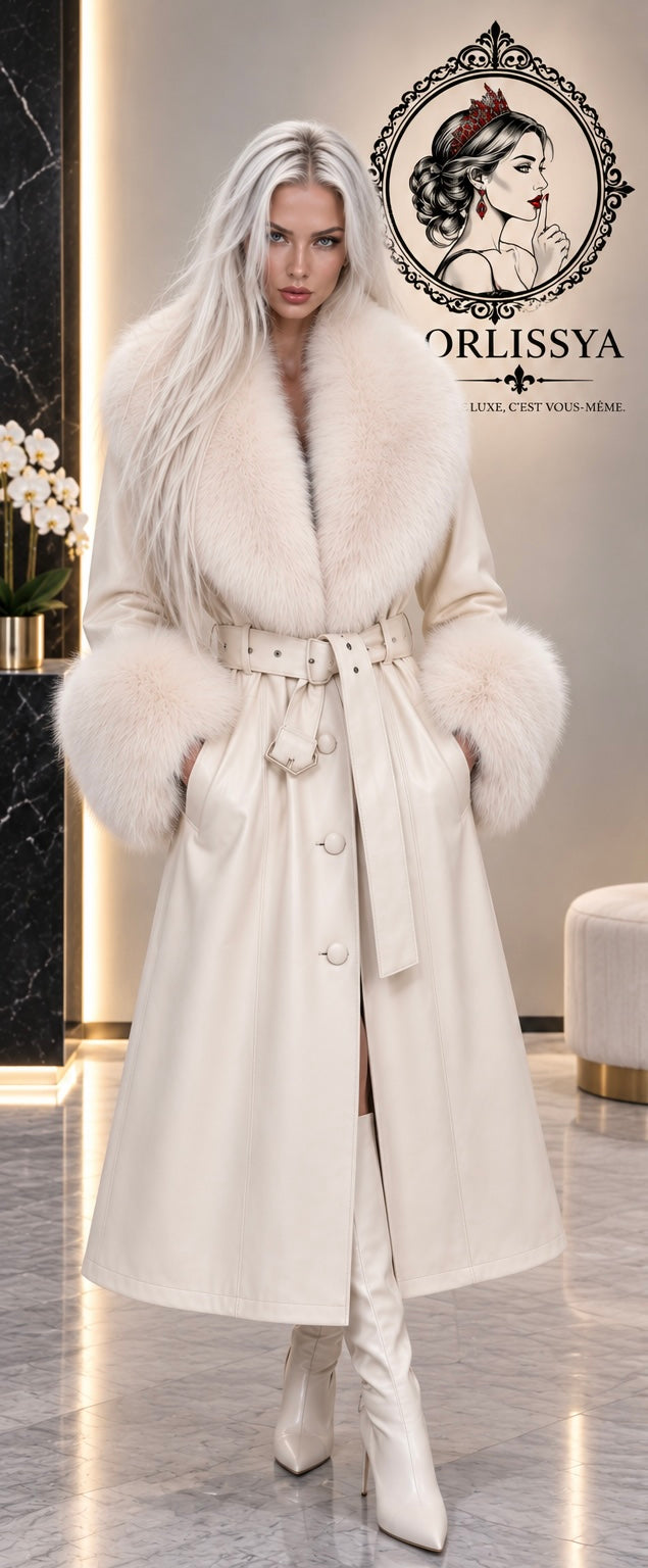 Slim-fit Leather Sheepskin Fox Fur Coat